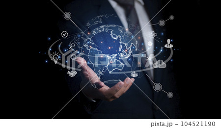 Digital marketing global network and data exchanges over the world 3D rendering. Digital marketing global network and data exchanges over the world 3D rendering. 104521190