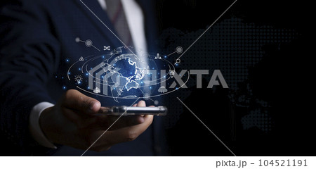 Digital marketing global network and data exchanges over the world 3D rendering. Digital marketing global network and data exchanges over the world 3D rendering. 104521191