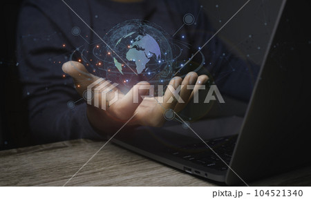 Digital marketing global network and data exchanges over the world 3D rendering. 104521340