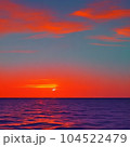 イラスト素材;海に沈む太陽　AI画像 104522479