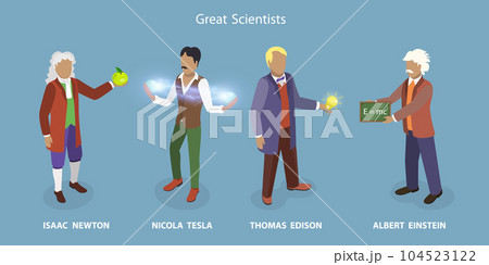 3D Isometric Flat Vector Set of Great Scientists 104523122