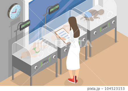 3D Isometric Flat Vector Conceptual Illustration of Neonatologist 104523153