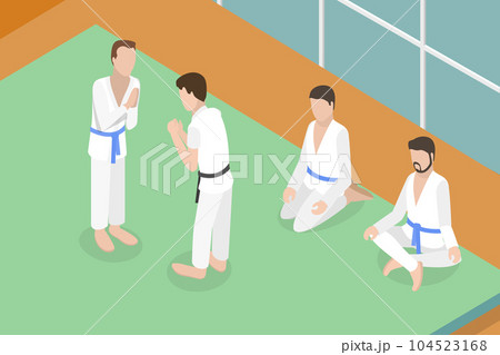 3D Isometric Flat Vector Conceptual Illustration of Kung Fu School 104523168