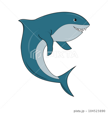 Cartoon shark isolated on white background. Cartoon shark isolated on white background. 104523890