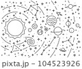 宇宙。太陽系の線画イラスト。 宇宙。太陽系の線画イラスト。 104523926