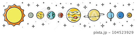 太陽系惑星のカラーイラストアイコン 太陽系惑星のカラーイラストアイコン 104523929