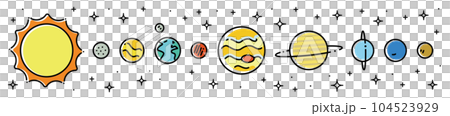 太陽系行星的彩色插圖圖標 太陽系行星的彩色插圖圖標 104523929