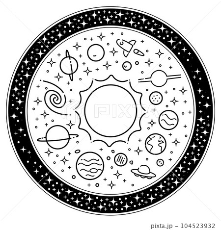 太陽系惑星の線画イラスト 104523932