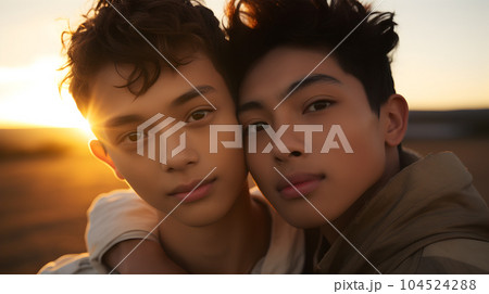 Young homosexual couple generative AI 104524288