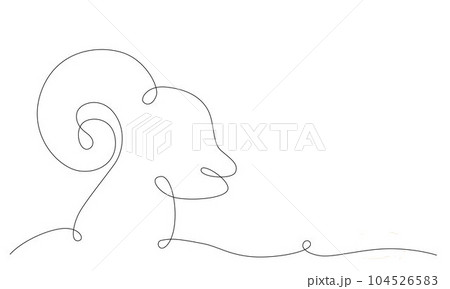 Aries zodiac constellation one single hand drawing continues line frame, banner. Vector stock illustration sheep isolated on white background. Editable stroke line. EPS10 Aries zodiac constellation one single hand drawing continues line frame, banner. Vector stock illustration sheep isolated on white background. Editable stroke line. EPS10 104526583