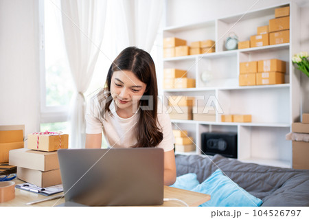 Empowering SMEs: Online Selling and Shipping for Small Business Owners, E-Commerce and Digital Commerce Concept. Empowering SMEs: Online Selling and Shipping for Small Business Owners, E-Commerce and Digital Commerce Concept. 104526797