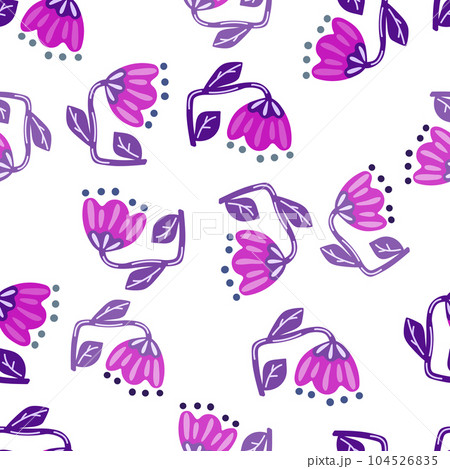 Contemporary flower seamless pattern. Cute stylized flowers background. Decorative naive botanical wallpaper. 104526835