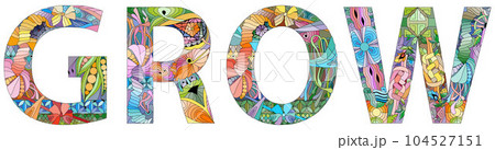 GROW hand drawn modern design vector illustration. GROW hand drawn modern design vector illustration. 104527151