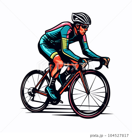 Road cyclist hand-drawn illustration. Cyclist. Vector doodle style cartoon illustration Road cyclist hand-drawn illustration. Cyclist. Vector doodle style cartoon illustration 104527817