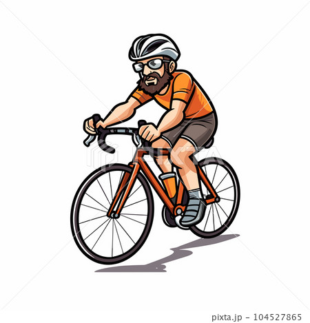 Road cyclist hand-drawn illustration. Cyclist. Vector doodle style cartoon illustration 104527865