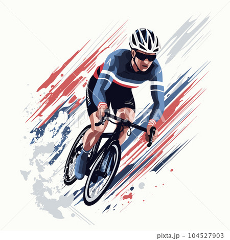 Road cyclist hand-drawn illustration. Cyclist. Vector doodle style cartoon illustration Road cyclist hand-drawn illustration. Cyclist. Vector doodle style cartoon illustration 104527903