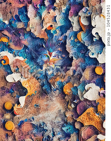 Colorful geometric panels with varied designs. 104528431