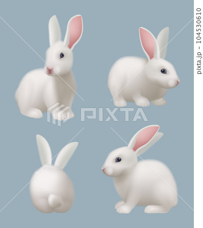 White rabbit. Science laboratory animal for experiments decent vector realistic pictures of rabbit White rabbit. Science laboratory animal for experiments decent vector realistic pictures of rabbit 104530610