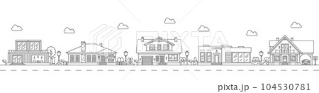 Neighborhood line art outline village or town...のイラスト素材 [104530781] - PIXTA