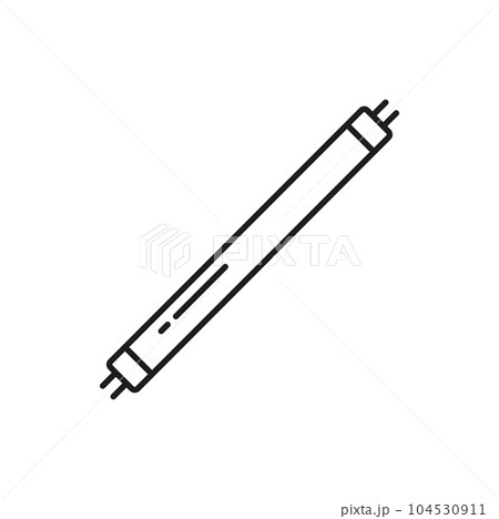 Fluorescent light tube and LED lamp line icon. Modern energy efficient lamp, eco lightbulb or electricity saving illumination technology outline vector pictogram or sign with light tube 104530911