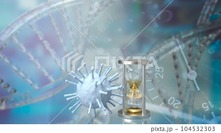 The virus and sand clock for long covid concept 3d rendering The virus and sand clock for long covid concept 3d rendering 104532303