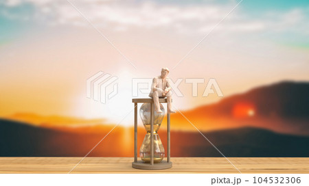 The man and sand clock for business concept 3d rendering The man and sand clock for business concept 3d rendering 104532306