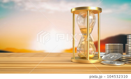 The sand clock and coins for business concept 3d rendering The sand clock and coins for business concept 3d rendering 104532310