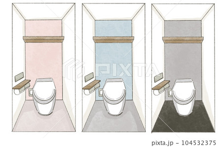 新しいトイレの手書きイラストセット 104532375