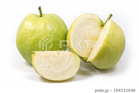 guava fruits isolated on white background guava fruits isolated on white background 104532696