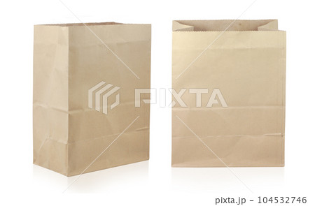 Folded paper bag isolated on white background 104532746