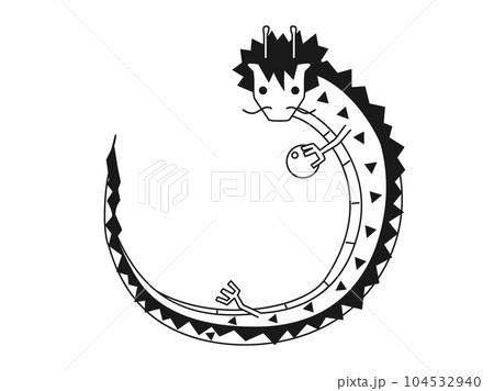 辰年の年賀状などに使える如意宝珠をもった龍のイラスト 104532940