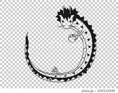 辰年の年賀状などに使える如意宝珠をもった龍のイラスト 104532940