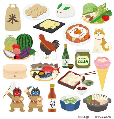 秋田県の名物のイラストセット 104533820
