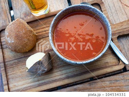 Portion of tomato soup, popular in Netherlands Portion of tomato soup, popular in Netherlands 104534331
