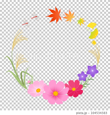 秋の植物の円形フレーム 104534383