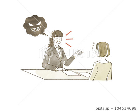 悪徳業者と困っている女性 104534699