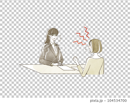 スーツ姿の女性にクレームをつけている女性 104534700