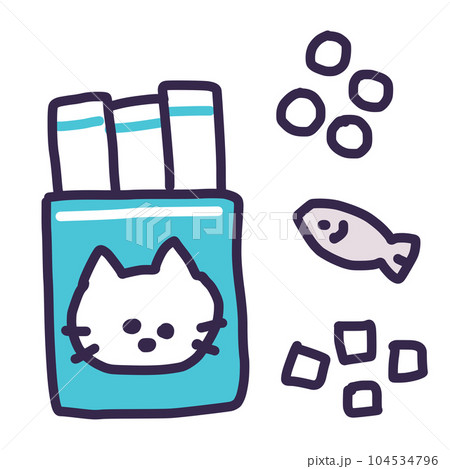 猫用のおやつセットのかわいいイラスト 104534796