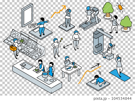 Illustration set of diet and healthy life 104534844