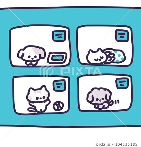 ペットショップにいる子犬や子猫のかわいいイラスト 104535185