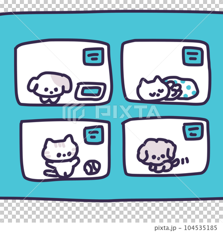 寵物店裡小狗和小貓的可愛插圖 寵物店裡小狗和小貓的可愛插圖 104535185