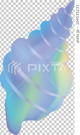 虹色の水彩風巻き貝パープル系 104535231
