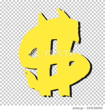 太めの手書きドル イエロー 影なんてつけちゃって 104536040