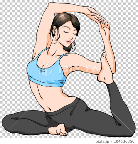 Yoga_Mermaid/Young woman doing pigeon pose_Meditation 104536350