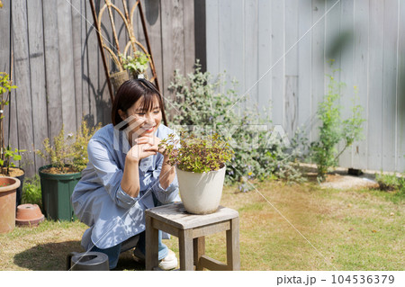 植物を育てる女性の写真 104536379
