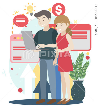 Working characters flat design for web banner 104536516