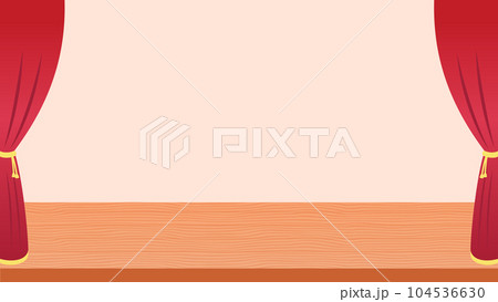 シンプルな舞台背景イラスト素材　赤いカーテン 104536630