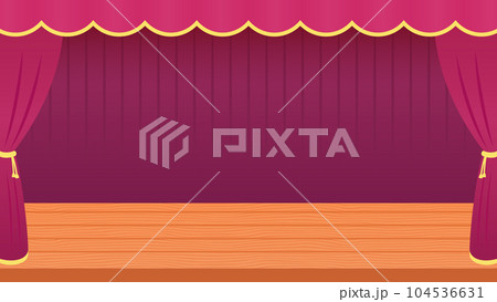 紫の舞台カーテンとシンプルな舞台背景素材 104536631