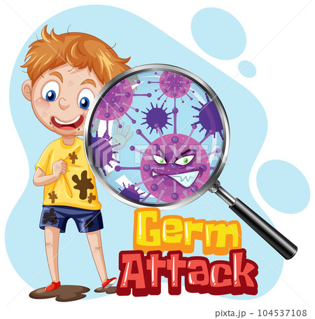 A boy with germ attack text 104537108