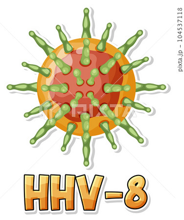 Human herpesvirus 8 (HHV 8) on white background Human herpesvirus 8 (HHV 8) on white background 104537118